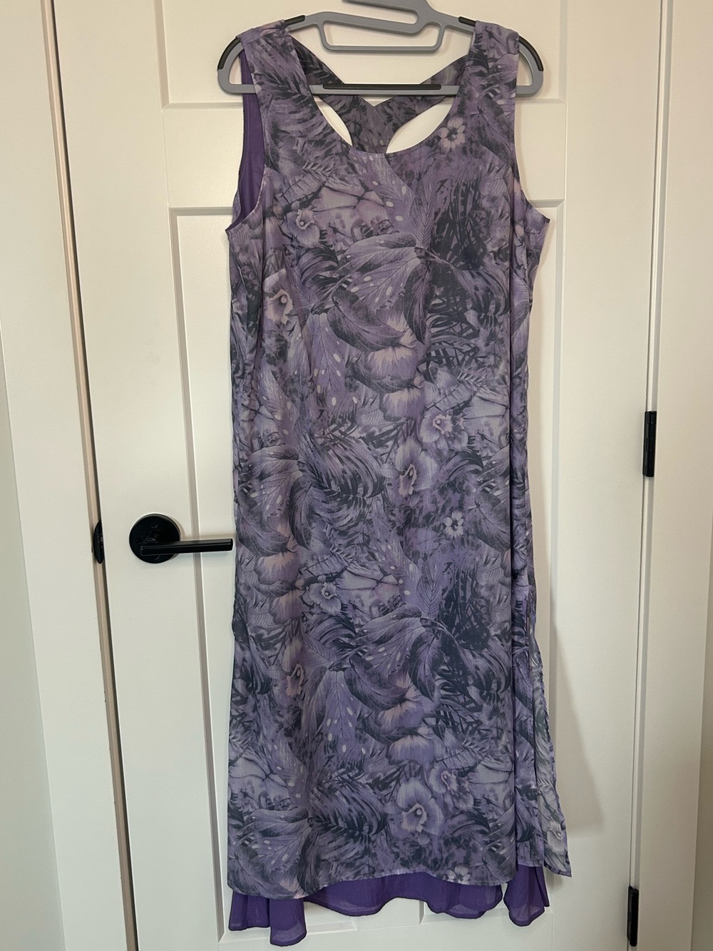 Picadilly Canada NWT Lavender Floral Maxi Dress L Layered Chiffon